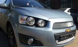 Нижняя сетка на бампер Russtal (хром) Chevrolet (Шевролет) Aveo (Авео)  T300 (2011-2015) T300 седан, хэтчбек