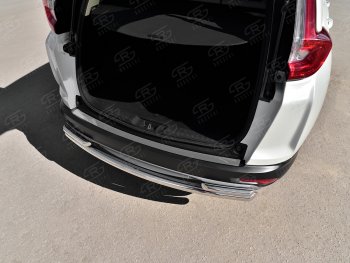 Защитная накладка заднего бампера на Russtal Honda (Хонда) CR-V (СР-В)  RW,RT (2016-2020) RW,RT дорестайлинг  (Нержавейка полированная)