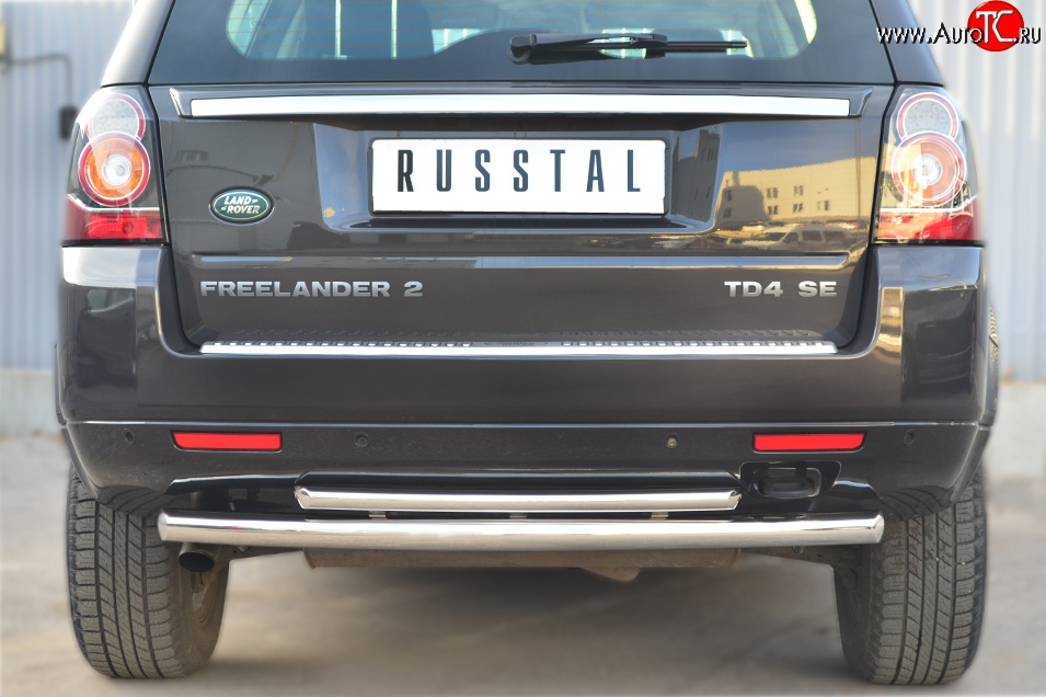 15 299 р. Защита заднего бампера (Ø63 и 42 мм, нержавейка) Russtal  Land Rover Freelander  L359 (2006-2010)