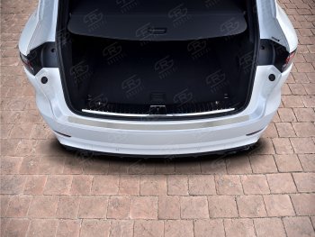 Защитная накладка заднего бампера на Russtal Porsche (Порш) Cayenne (Кайен)  PO536 (2018-2024) PO536  (Нержавейка шлифованная)