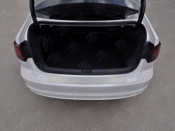 Защитная накладка заднего бампера Russtal Volkswagen (Волксваген) Jetta (Джетта)  A6 (2015-2018) A6 седан рестайлинг  (Нержавейка полированная)