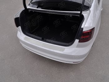 Защитная накладка заднего бампера Russtal Volkswagen (Волксваген) Jetta (Джетта)  A6 (2015-2018) A6 седан рестайлинг  (Нержавейка шлифованная)