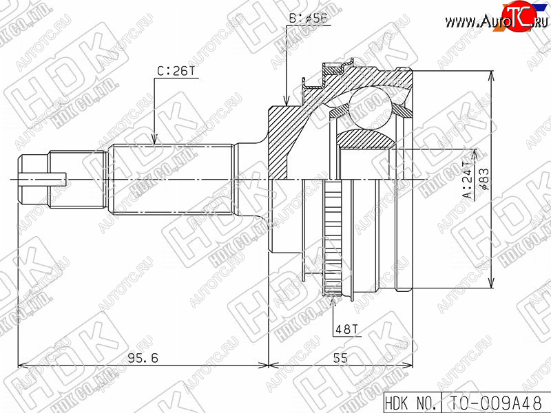 Шрус наружный TOYOTA CARINACALDINACAMRY SV3040CARIBCOROLLA 4WDRAV4 SXA1# 34S2C4A 88-02 TO-009A48