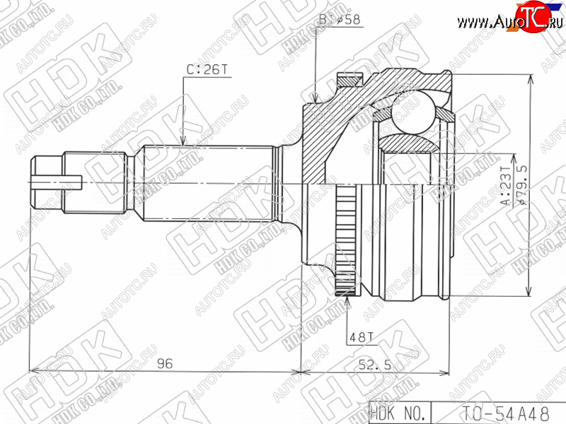 Шрус наружный TOYOTA COROLLARUNXOPARAV4 CA2#SV50ALLIONWISH 4WD 1ZZ 4WD1AZ-FSE3ZZ(euro) 00-05 TO-54A48