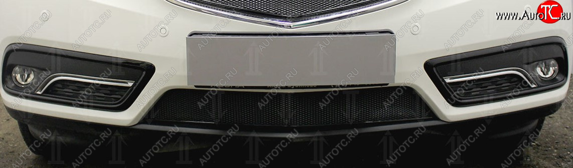 3 999 р. Защитная сетка радиатора в бампер Стрелка 11 Премиум (алюминий) Acura MDX YD3 дорестайлинг (2013-2016) (Цвет: черный)