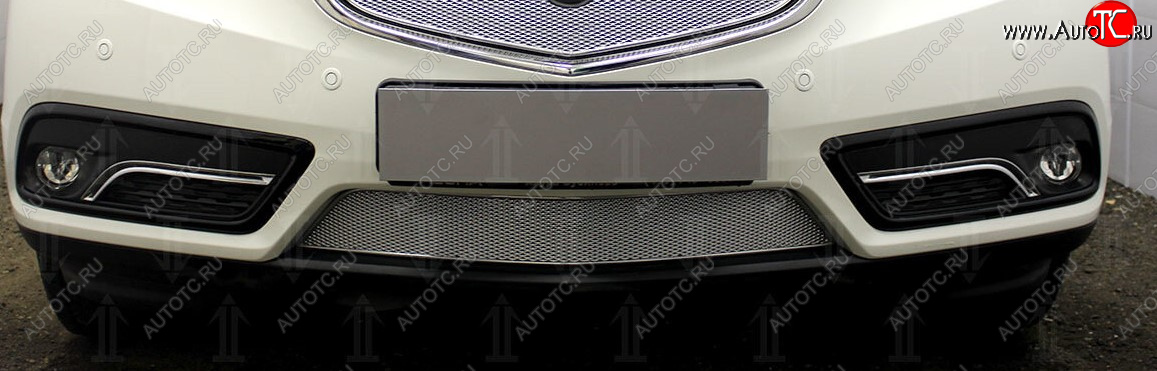 4 199 р. Защитная сетка радиатора в бампер Стрелка 11 Премиум (алюминий)  Acura MDX  YD3 (2013-2016) (Цвет: хром)