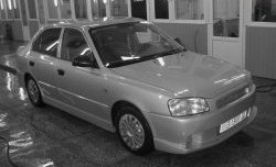 5 699 р. Передний бампер Classic Style Hyundai Accent седан ТагАЗ (2001-2012) (Неокрашенный). Увеличить фотографию 1