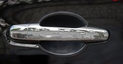 599 р. Накладки под ручки дверей RA Mitsubishi L200 4  дорестайлинг (2006-2014) (Поверхность глянец (под окраску), Неокрашенные). Увеличить фотографию 1