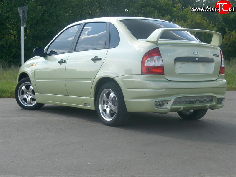 7 229 р. Задний бампер SSR  Лада Калина  1118 седан (2004-2013) (Без сетки, Неокрашенный)