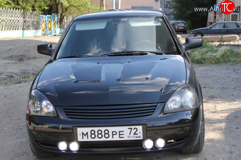 859 р. Изменённая решётка Double Light Style с вырезами на передний бампер автомобиля Лада Приора 2172 хэтчбек дорестайлинг (2008-2014) (Неокрашенная)