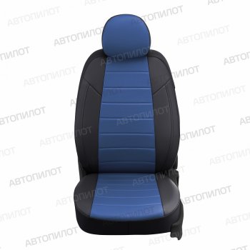 13 849 р. Чехлы на сиденья (экокожа, з.подг - горбы) Автопилот  Audi 80  B3 (1986-1991) (черный/синий). Увеличить фотографию 2