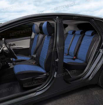 13 449 р. Чехлы на сиденья (экокожа, з.подг - горбы) Автопилот  Audi 80  B3 (1986-1991) (черный/синий). Увеличить фотографию 6