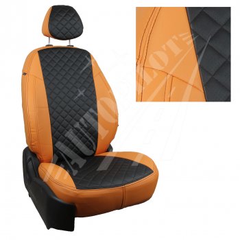 13 999 р. Чехлы сидений AUTOPILOT Экокожа Ромб (задняя спинка 40/60)  Audi A1  8XA хэтчбэк 5 дв. (2010-2018) (Оранжевый + Черный). Увеличить фотографию 1