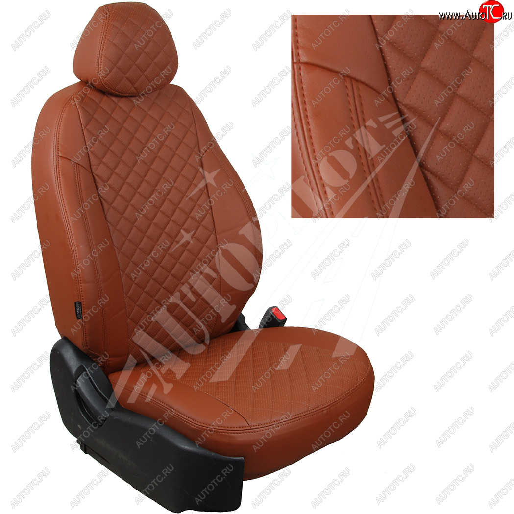 13 999 р. Чехлы сидений AUTOPILOT Экокожа Ромб (задняя спинка 40/60)  Audi A1  8XA хэтчбэк 5 дв. (2010-2018) (Коричневый + Коричневый)