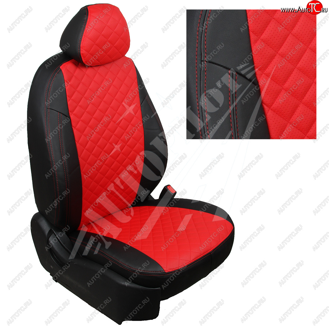 14 499 р. Чехлы сидений AUTOPILOT Экокожа Ромб (задняя спинка 40/60)  Audi A1  8XA хэтчбэк 5 дв. (2010-2018) (Черный + Красный)