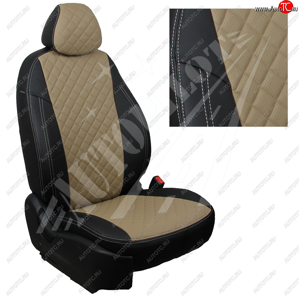 13 999 р. Чехлы сидений AUTOPILOT Экокожа Ромб (задняя спинка 40/60)  Audi A1  8XA хэтчбэк 5 дв. (2010-2018) (Черный + Темно бежевый)