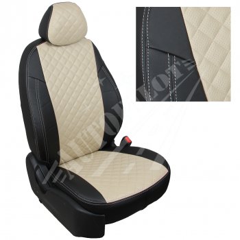 13 999 р. Чехлы сидений AUTOPILOT Экокожа Ромб (задняя спинка 40/60)  Audi A1  8XA хэтчбэк 5 дв. (2010-2018) (Черный + Бежевый). Увеличить фотографию 1
