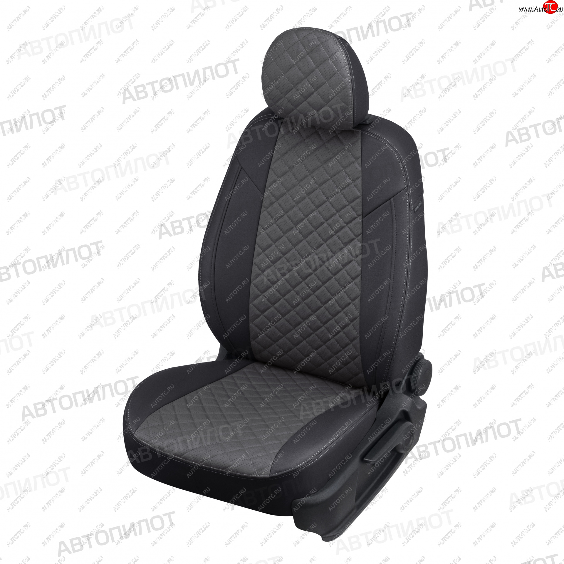 13 999 р. Чехлы сидений (экокожа, 40/60, подлок) Автопилот Ромб  Audi A4  B8 (2007-2015) (черный/серый)