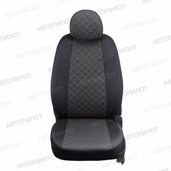 13 999 р. Чехлы сидений (экокожа, 40/60, подлок) Автопилот Ромб  Audi A4  B8 (2007-2015) (черный/серый). Увеличить фотографию 3