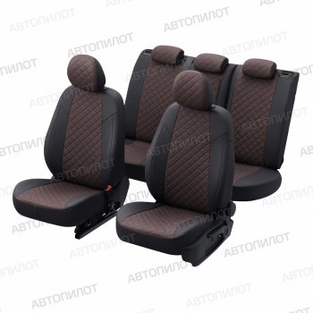 13 999 р. Чехлы сидений (экокожа, 40/60, подлок) Автопилот Ромб  Audi A4  B8 (2007-2015) (черный/шоколад). Увеличить фотографию 5