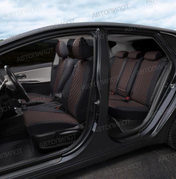 13 999 р. Чехлы сидений (экокожа, 40/60, подлок) Автопилот Ромб  Audi A4  B8 (2007-2015) (черный/шоколад). Увеличить фотографию 6