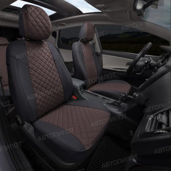 13 999 р. Чехлы сидений (экокожа, 40/60, подлок) Автопилот Ромб  Audi A4  B8 (2007-2015) (черный/шоколад). Увеличить фотографию 7