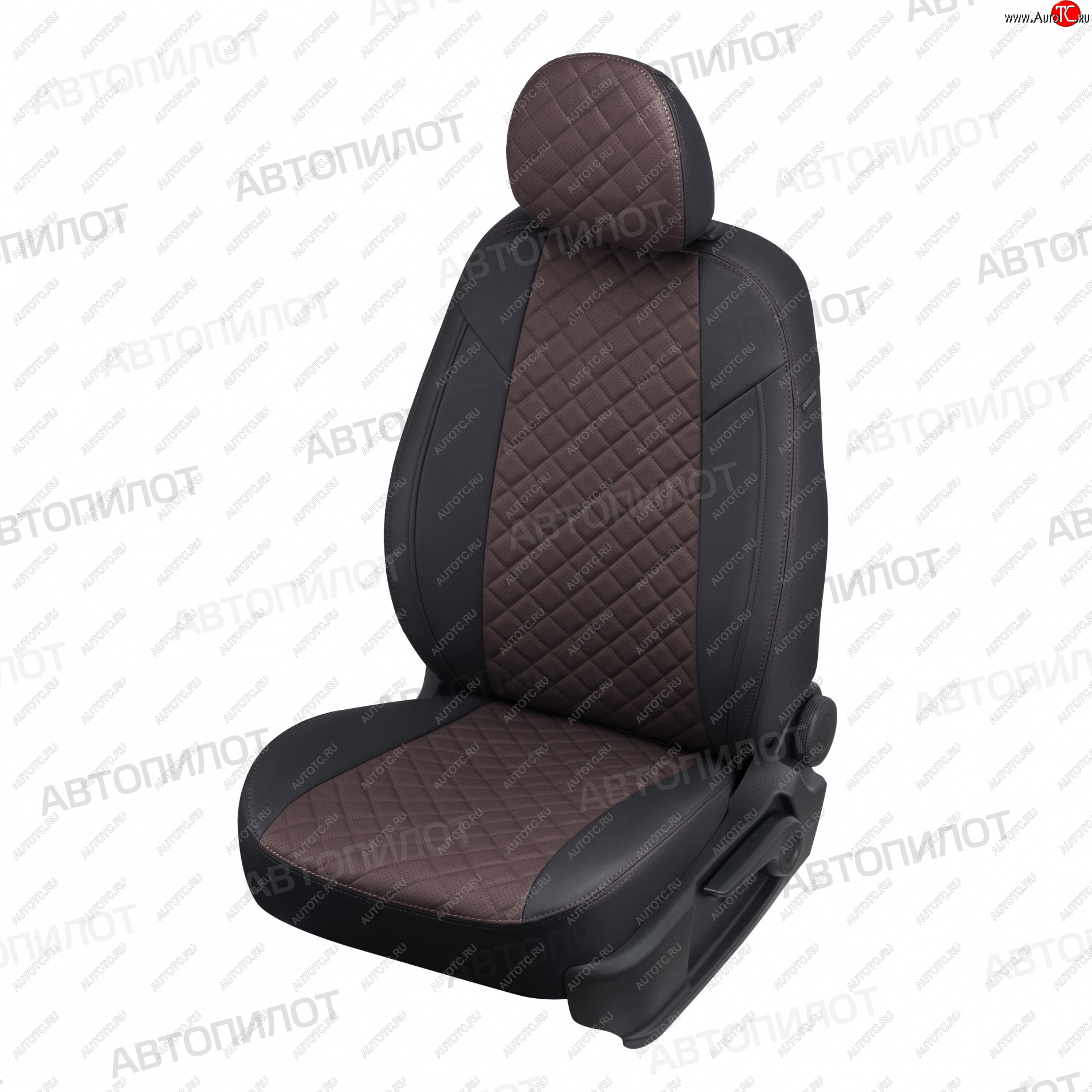 13 999 р. Чехлы сидений (экокожа, 40/60, подлок) Автопилот Ромб  Audi A4  B8 (2007-2015) (черный/шоколад)