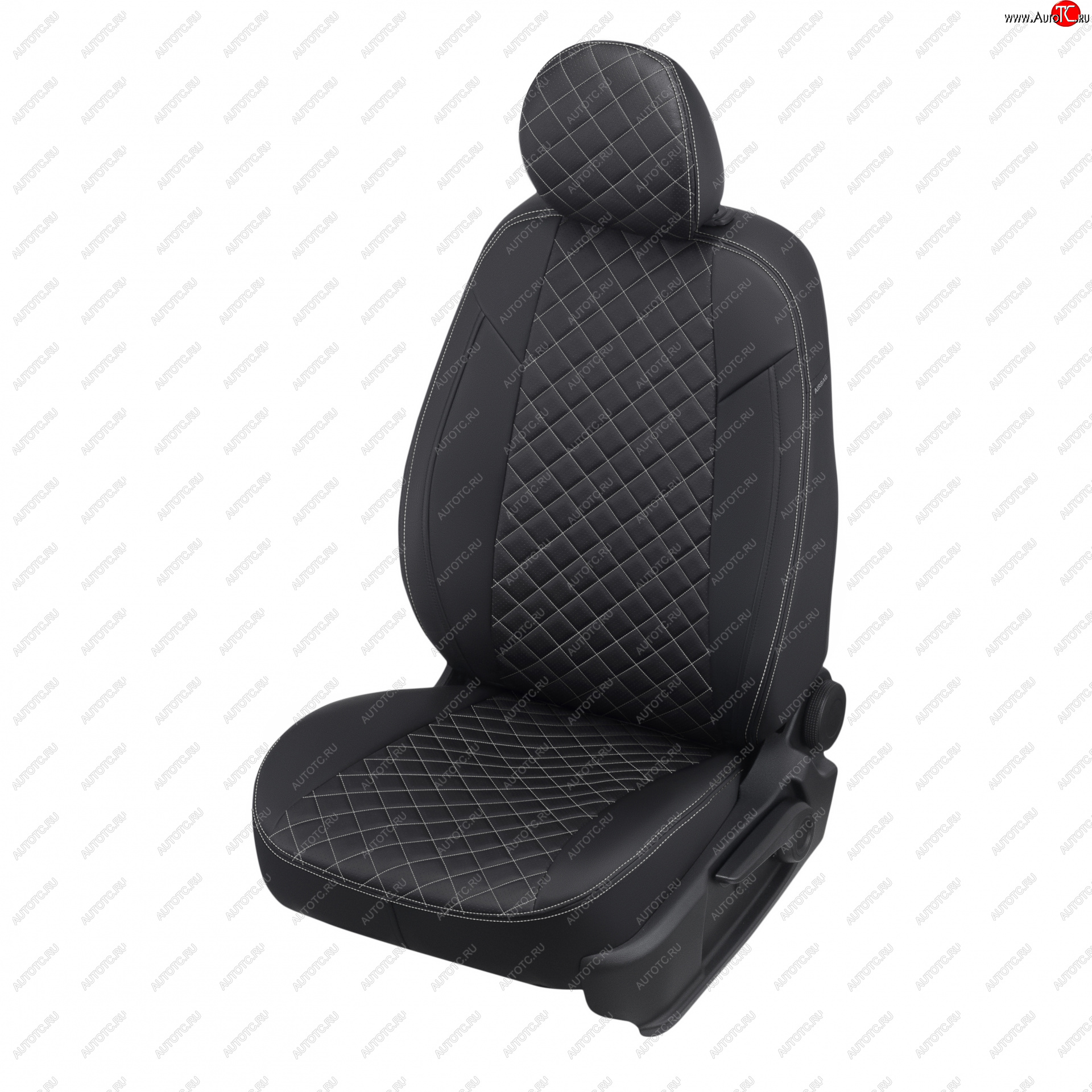 13 999 р. Чехлы сидений (экокожа, 40/60, подлок) Автопилот Ромб  Audi A4  B8 (2007-2015) (черный/белая строчка)