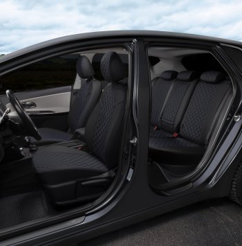 14 499 р. Копируемое: Чехлы сидений (экокожа, 40/60, подлок) Автопилот Ромб  Audi A4  B8 (2007-2015) (черный/синяя строчка). Увеличить фотографию 4