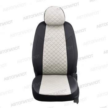 13 999 р. Чехлы сидений (экокожа, 40/60, подлок) Автопилот Ромб  Audi A4  B8 (2007-2015) (черный/белый). Увеличить фотографию 4