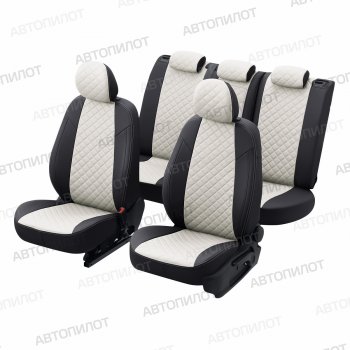 13 999 р. Чехлы сидений (экокожа, 40/60, подлок) Автопилот Ромб  Audi A4  B8 (2007-2015) (черный/белый). Увеличить фотографию 8