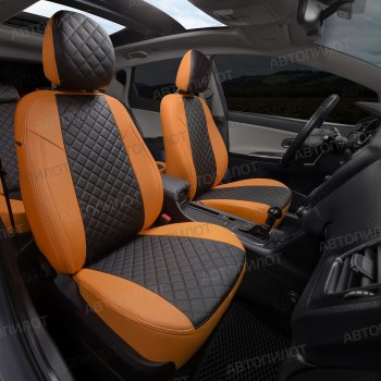 13 999 р. Чехлы сидений (экокожа, 40/60, подлок) Автопилот Ромб  Audi A4  B8 (2007-2015) (оранж/черный). Увеличить фотографию 6