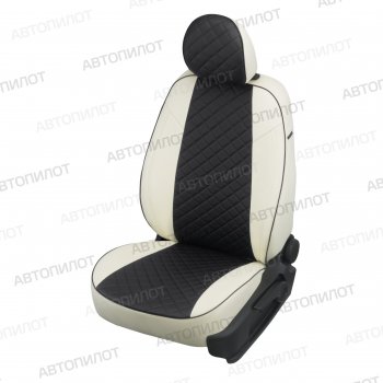 13 999 р. Чехлы сидений (экокожа, 40/60, подлок) Автопилот Ромб  Audi A4  B8 (2007-2015) (белый/черный). Увеличить фотографию 1