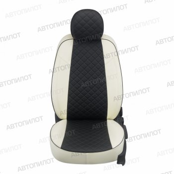 13 999 р. Чехлы сидений (экокожа, 40/60, подлок) Автопилот Ромб  Audi A4  B8 (2007-2015) (белый/черный). Увеличить фотографию 4