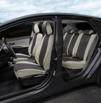 13 999 р. Чехлы сидений (экокожа, 40/60, подлок) Автопилот Ромб  Audi A4  B8 (2007-2015) (белый/черный). Увеличить фотографию 8