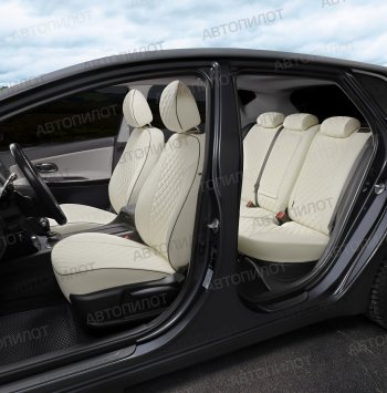 13 999 р. Чехлы сидений (экокожа, 40/60, подлок) Автопилот Ромб  Audi A4  B8 (2007-2015) (белый). Увеличить фотографию 8
