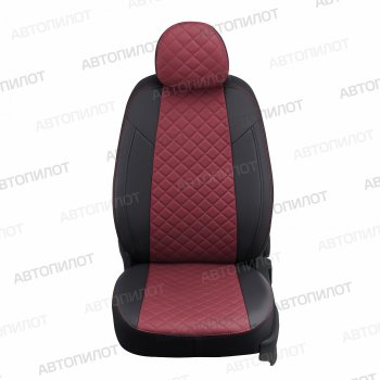 13 999 р. Чехлы сидений (экокожа, 40/60, подлок) Автопилот Ромб  Audi A4  B8 (2007-2015) (черный/бордовый). Увеличить фотографию 3