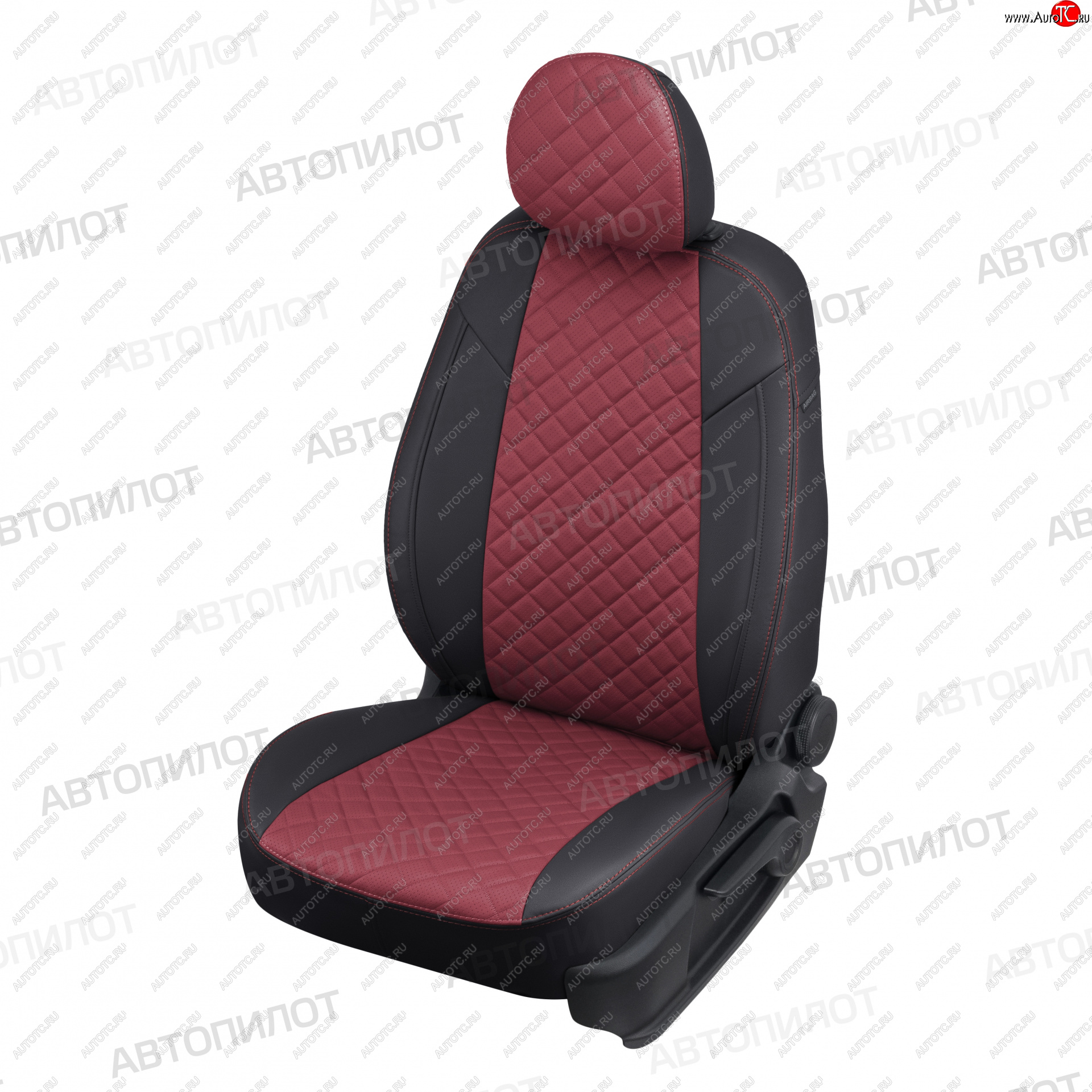 13 999 р. Чехлы сидений (экокожа, 40/60, подлок) Автопилот Ромб  Audi A4  B8 (2007-2015) (черный/бордовый)