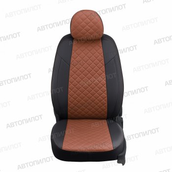 13 999 р. Чехлы сидений (экокожа, 40/60, подлок) Автопилот Ромб  Audi A4  B8 (2007-2015) (черный/коричневый). Увеличить фотографию 3