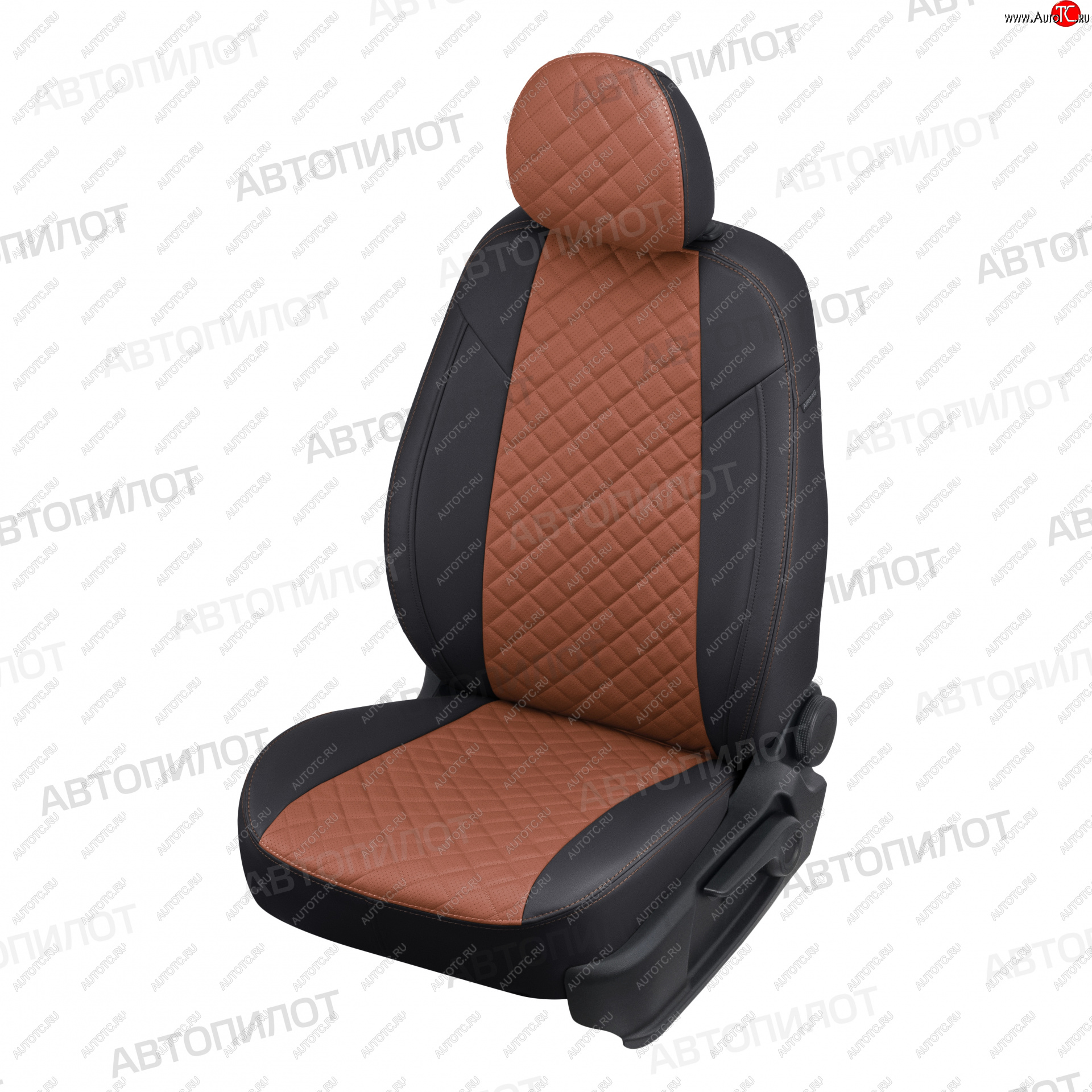 13 999 р. Чехлы сидений (экокожа, 40/60, подлок) Автопилот Ромб  Audi A4  B8 (2007-2015) (черный/коричневый)