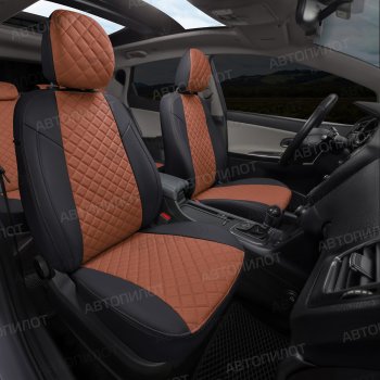 13 999 р. Чехлы сидений (экокожа, 40/60, подлок) Автопилот Ромб  Audi A4  B8 (2007-2015) (черный/коричневый). Увеличить фотографию 7