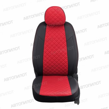 13 999 р. Чехлы сидений (экокожа, 40/60, подлок) Автопилот Ромб  Audi A4  B8 (2007-2015) (черный/красный). Увеличить фотографию 3