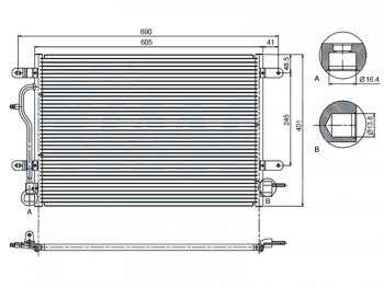 5 699 р. Радиатор кондиционера SAT (A4, A6 - 2.0, 3.0 / ALLROAD - 4.2, Китай)  Audi A4  B6 - A6  C5. Увеличить фотографию 1