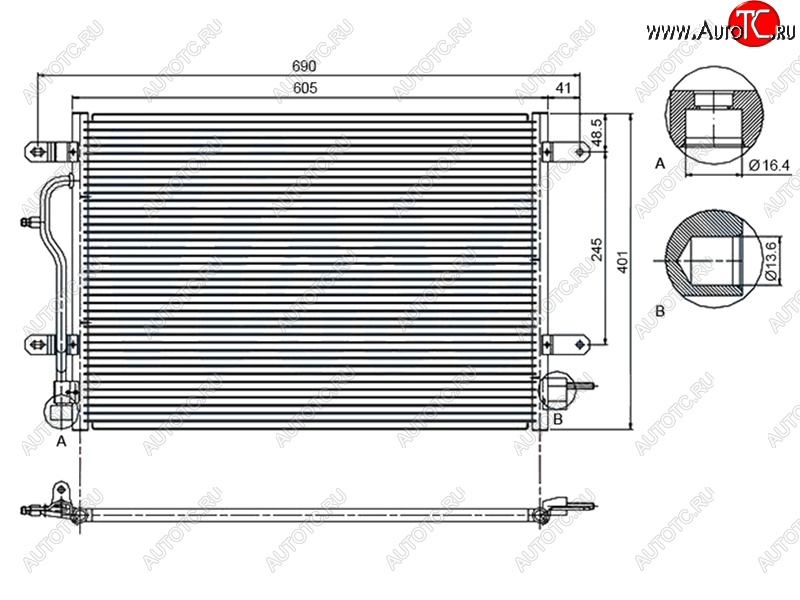 5 699 р. Радиатор кондиционера SAT (A4, A6 - 2.0, 3.0 / ALLROAD - 4.2, Китай)  Audi A4  B6 - A6  C5