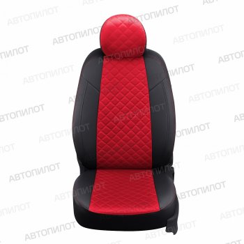 13 999 р. Чехлы сидений (экокожа/алькантара, сплошная) Автопилот Ромб  Audi A4 ( B6,  B7) (2000-2008) (черный/красный). Увеличить фотографию 2