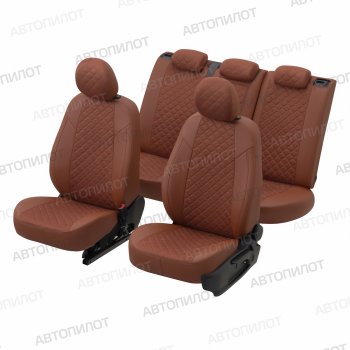 13 999 р. Чехлы сидений (экокожа/алькантара, сплошная) Автопилот Ромб  Audi A4 ( B6,  B7) (2000-2008) (коричневый). Увеличить фотографию 5