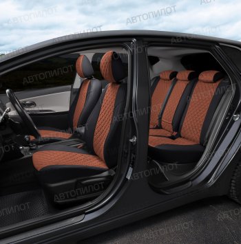 13 999 р. Чехлы сидений (экокожа/алькантара, сплошная) Автопилот Ромб  Audi A4 ( B6,  B7) (2000-2008) (черный/коричневый). Увеличить фотографию 7