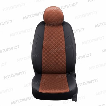 13 999 р. Чехлы сидений (экокожа/алькантара, сплошная) Автопилот Ромб  Audi A4 ( B6,  B7) (2000-2008) (черный/коричневый). Увеличить фотографию 2