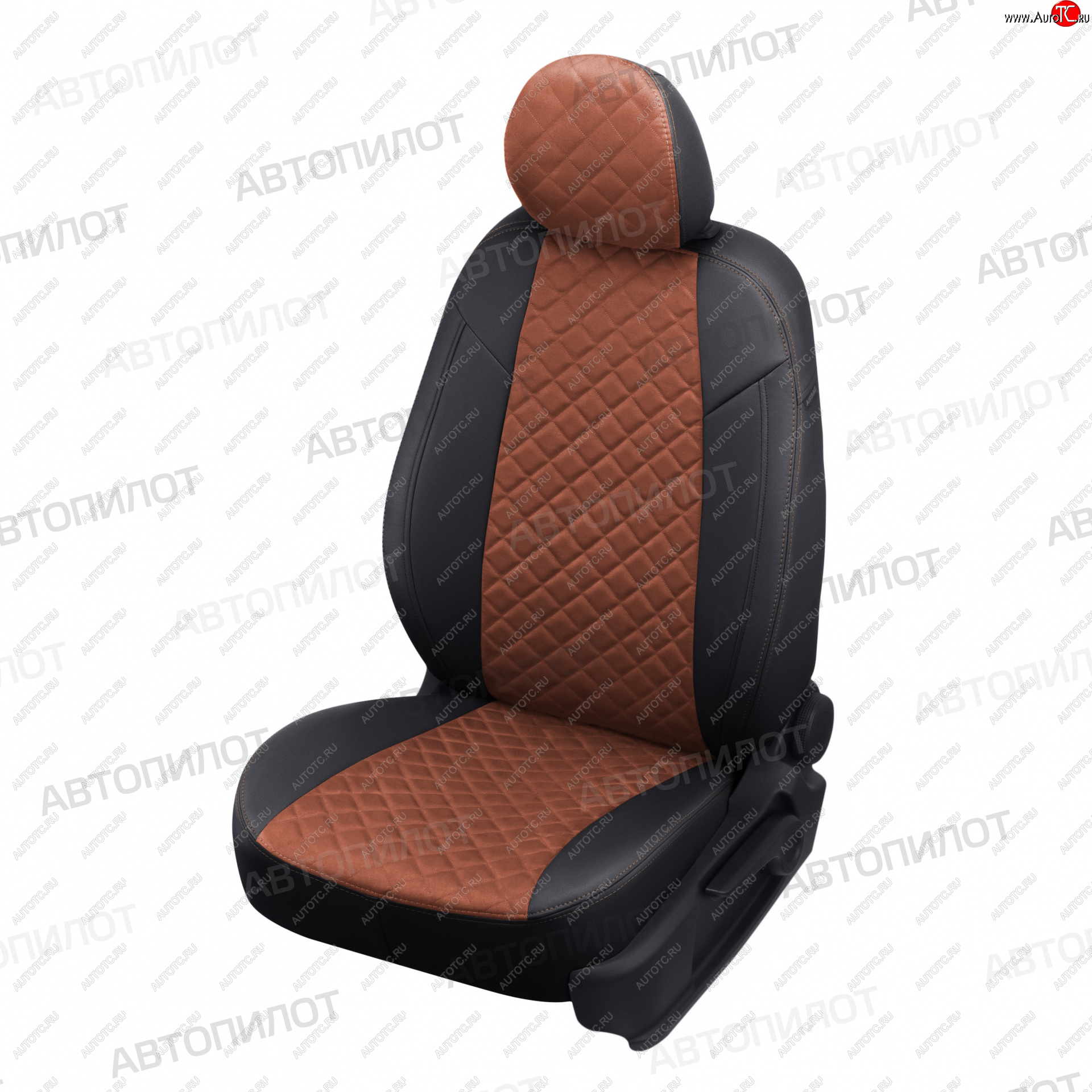 13 999 р. Чехлы сидений (экокожа/алькантара, сплошная) Автопилот Ромб  Audi A4 ( B6,  B7) (2000-2008) (черный/коричневый)