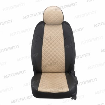 13 999 р. Чехлы сидений (экокожа/алькантара, сплошная) Автопилот Ромб  Audi A4 ( B6,  B7) (2000-2008) (черный/бежевый). Увеличить фотографию 3
